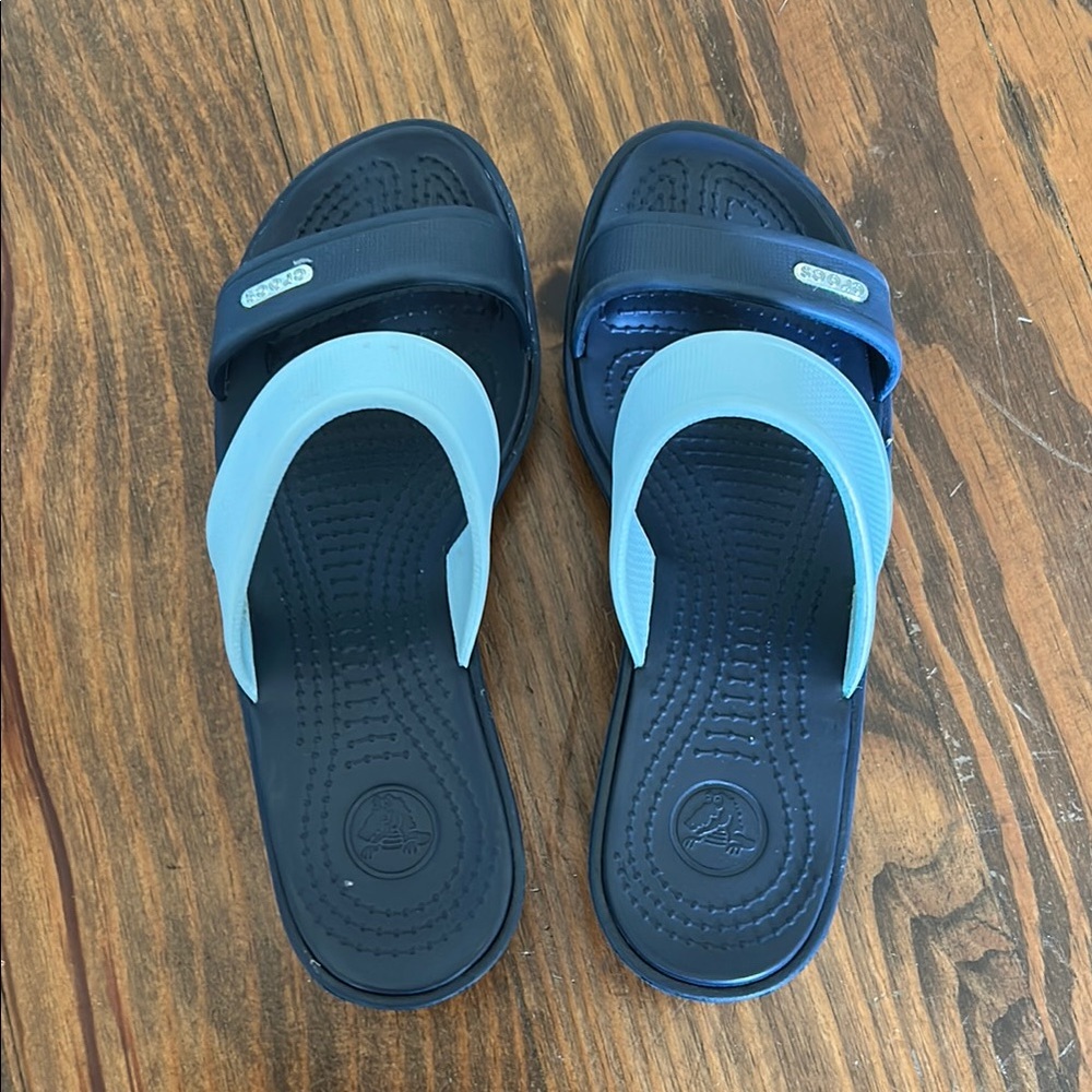 Navy and Light Blue Slide Sandals
